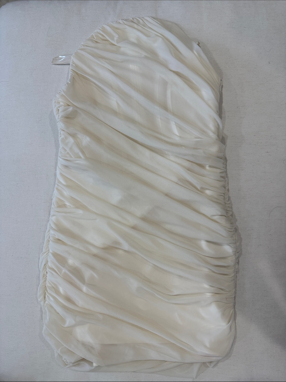 Zara Strapless Ruched Cream Satin Dress